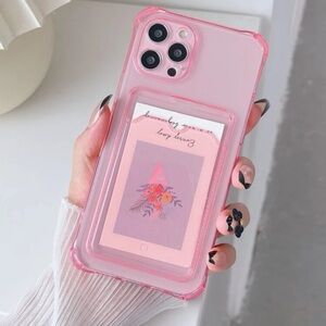 ✨HP✨Transparent Pink iPhone 14 Plus Case with Card Holder